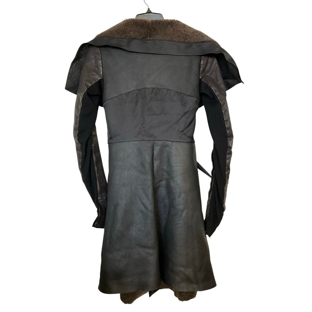 Rick Owens Archival 2010 Leather Shearling Wrap Coat - Picture 7 of 13